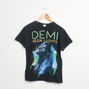Demi Lovato Shirt Women Small Black Neon Lights 2014 World Tour Tee
